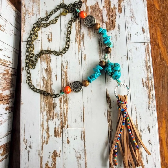 Turquoise Tassel Necklace - Picture 3 of 9